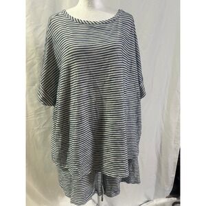 Cable & Gauge Studio Women's 1X Blue White Striped Lounge Set Shorts